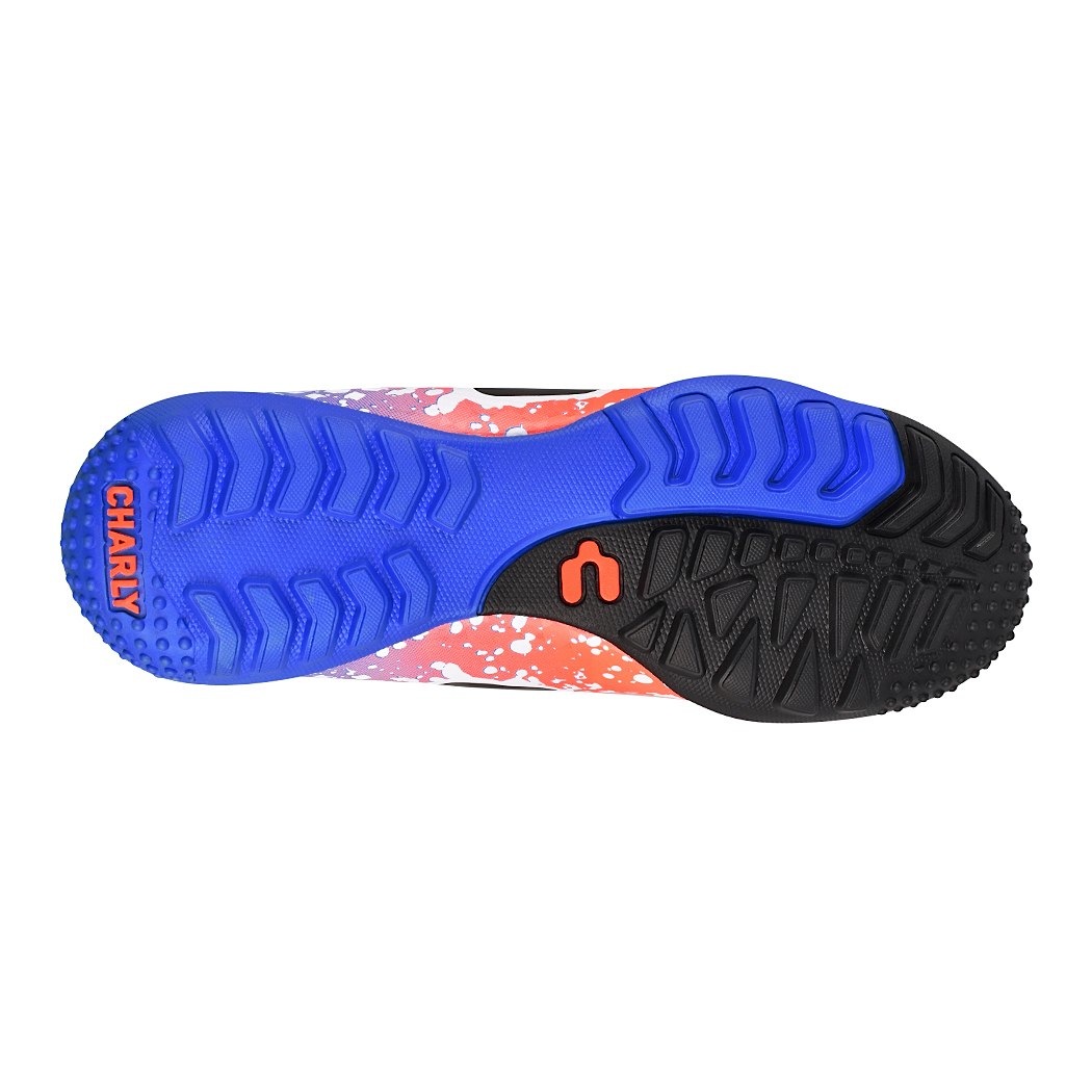 pappomania.com : Tenis charly para fútbol para adolescente simipiel blanco  con azul y naranja 1024151