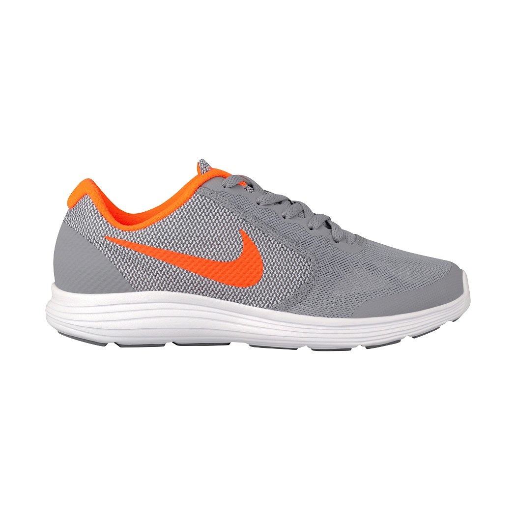 tenis nike gris con naranja